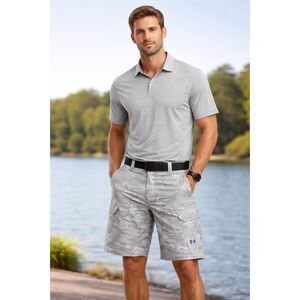 Under Armour Fish Hunter 2.0 Shorts Mens 40 Gray Camo HeatGear Fishing Cargo